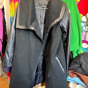 Danier Black Leather-Trim Jacket